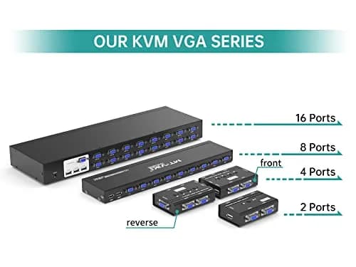 MT-VIKI 8 Port KVM Switch Rackmount VGA with 8 Cables & Power Adapter | Controls 8 Computers from One Console thumbnail 8