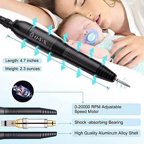 OVX Portable Electric Nail Drill Machine 20,000 RPM | Compact USB Manicure Pedicure Tool for Acrylic Nails & Gel Polishing thumbnail 7