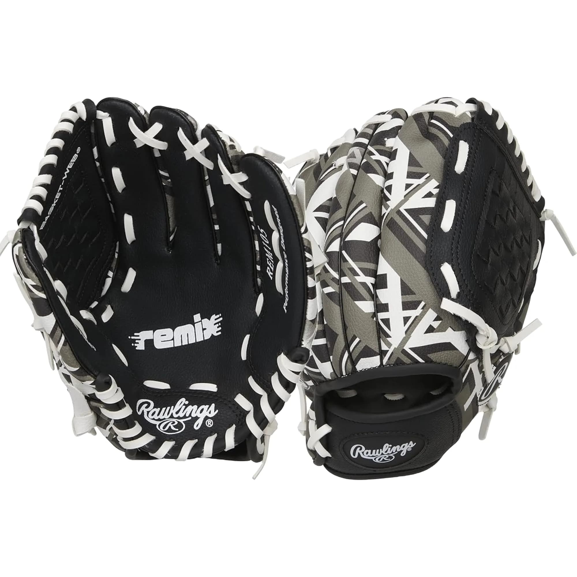 Rawlings Remix T-Ball & Youth Baseball Glove Right Hand Throw 9" Black | Utility Glove for Ages 3-6
