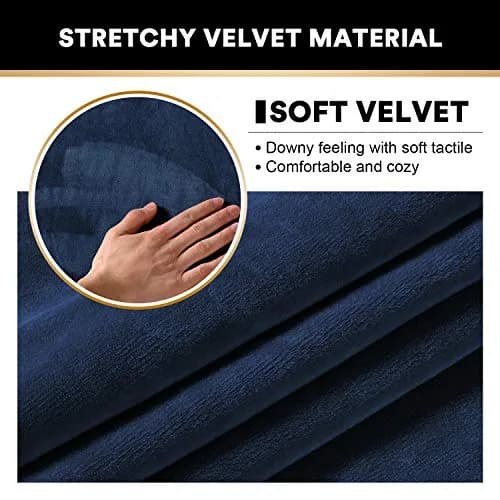PrinceDeco Velvet Armrest Covers 4 Pack | Non Slip, Navy | Fits Most Chairs & Sofas thumbnail 2