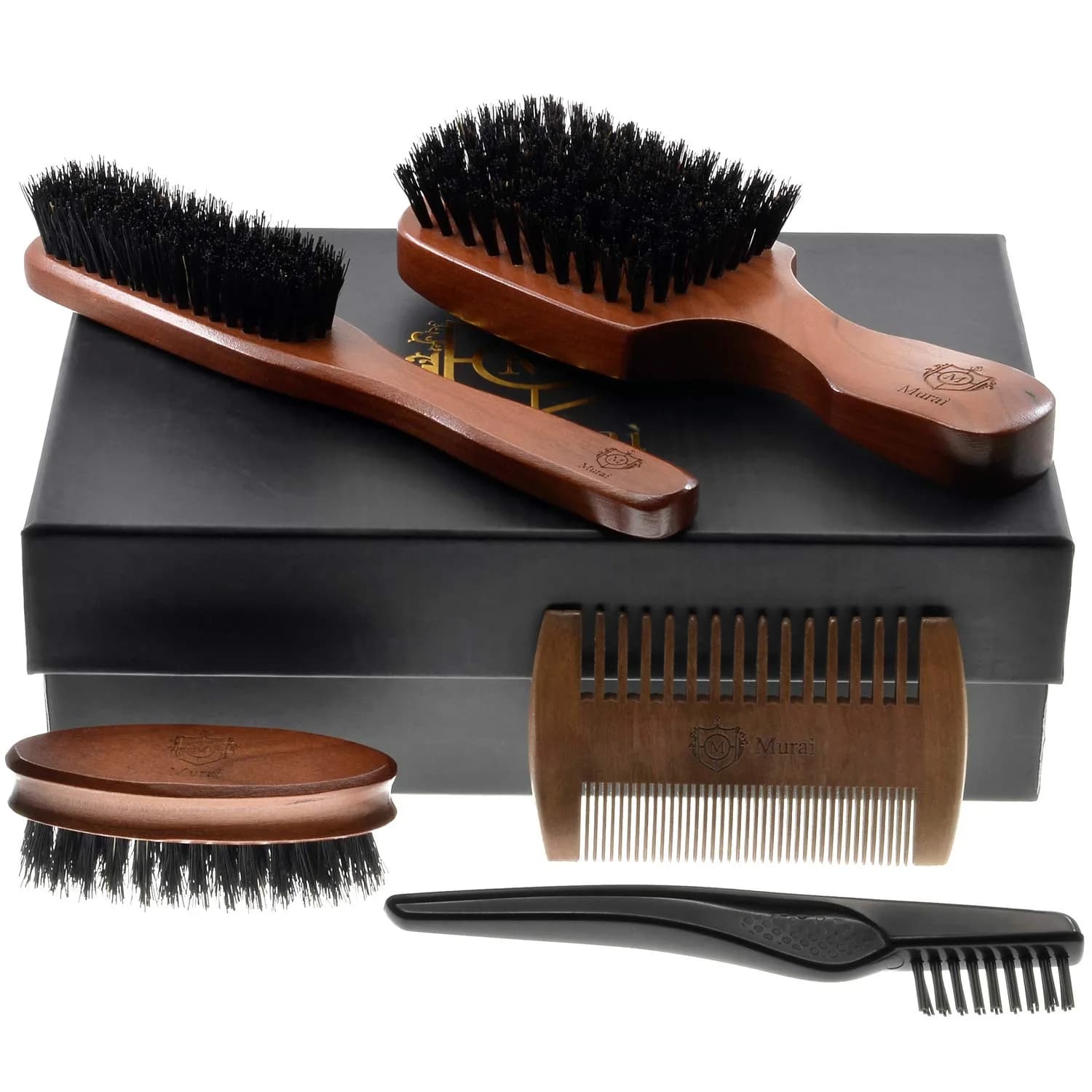 GIORGIO Beard Kit for Men Gift Set with Wooden & Boar Bristle Brushes | Complete Grooming Bundle (70-120 chars)