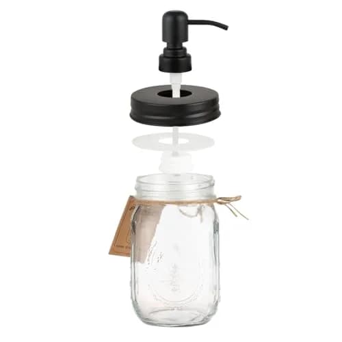 Plomkeest 16oz Mason Jar Soap Dispenser | Clear Glass & Rust-Proof Stainless Steel Pump thumbnail 4