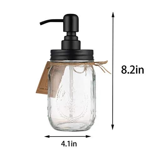Plomkeest 16oz Mason Jar Soap Dispenser | Clear Glass & Rust-Proof Stainless Steel Pump thumbnail 6