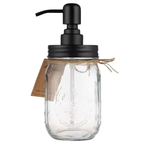 Plomkeest 16oz Mason Jar Soap Dispenser | Clear Glass & Rust-Proof Stainless Steel Pump thumbnail 3