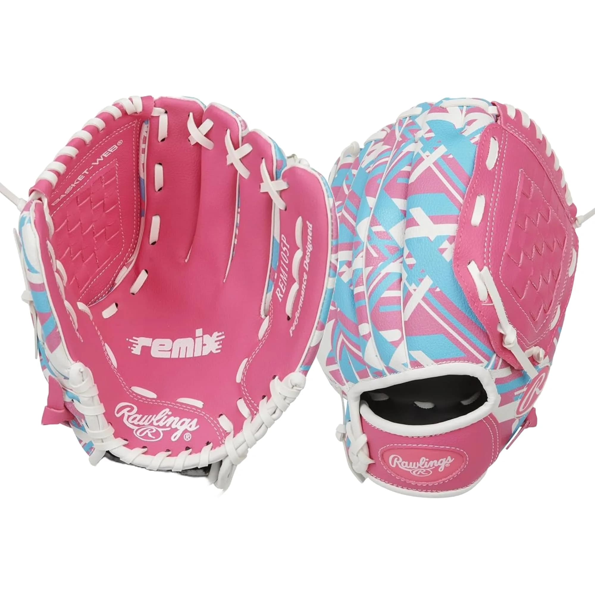 Rawlings Remix T-Ball & Youth Baseball Glove Right Hand Throw 9" (22.86 cm) Pink | Utility Glove for Ages 3-5 — Pink