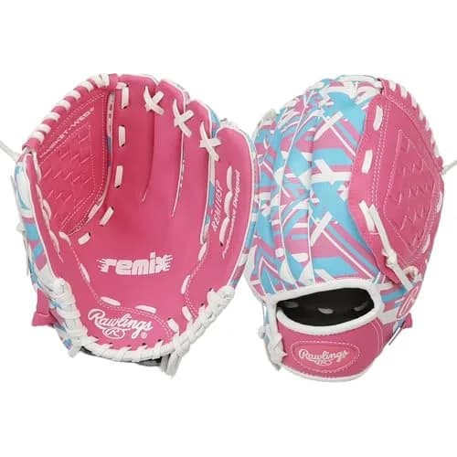 Rawlings Remix T-Ball & Youth Baseball Glove Left Hand Throw 9" (23cm) Pink | Utility Glove for Ages 3-5 thumbnail 1