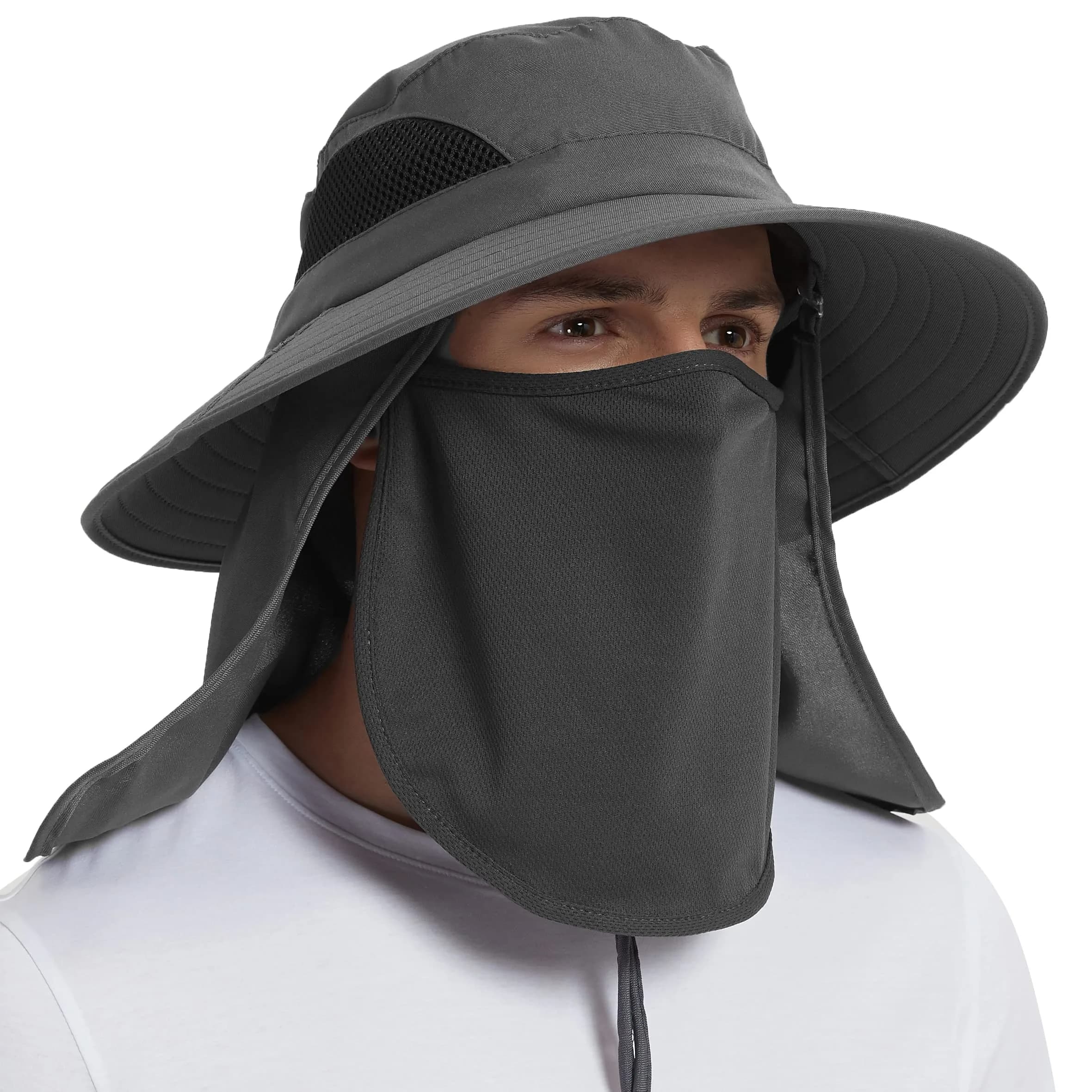 EINSKEY Wide Brim Sun Hat UPF 50+ Waterproof Packable for Men & Women | UV & Rain Protection — 07 Dark Grey