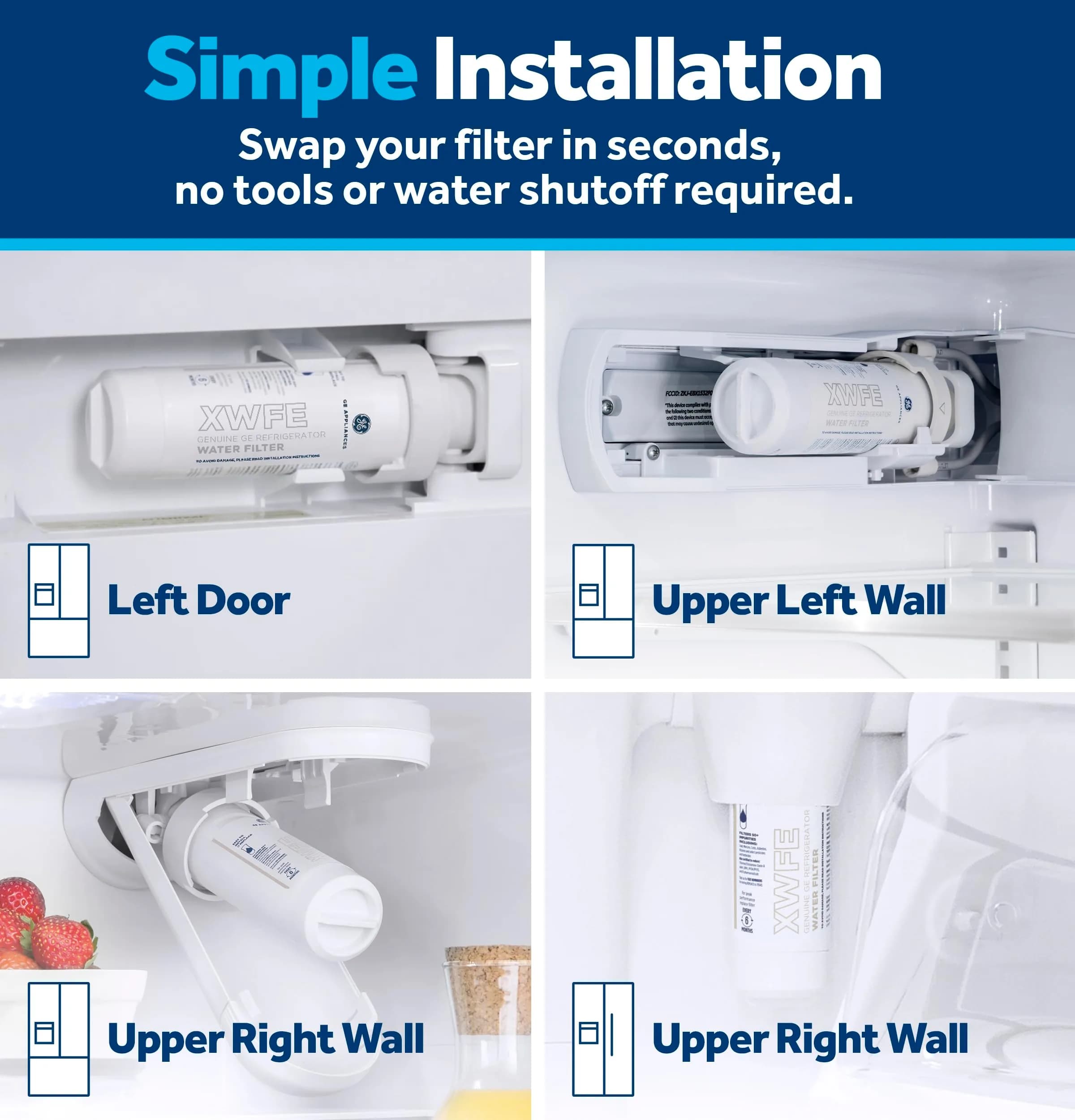 GE XWFE Refrigerator Water Filter 1.8x1.8x9.8 inches (4.6x4.6x24.9 cm) | Certified to Reduce Lead, Sulfur, and 50+ Impurities - view 4