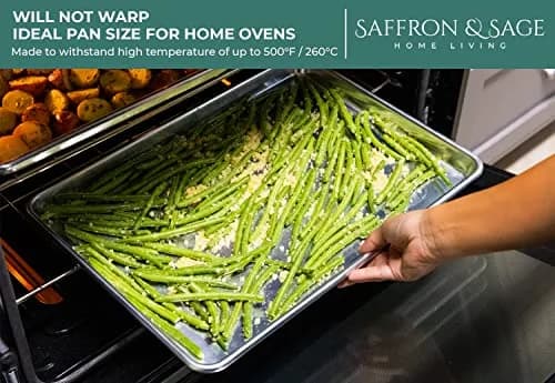 Saffron & Sage Home Living Commercial Quality Cookie Sheet & Rack | Heavy Duty Aluminum Baking & Cooling Set thumbnail 4