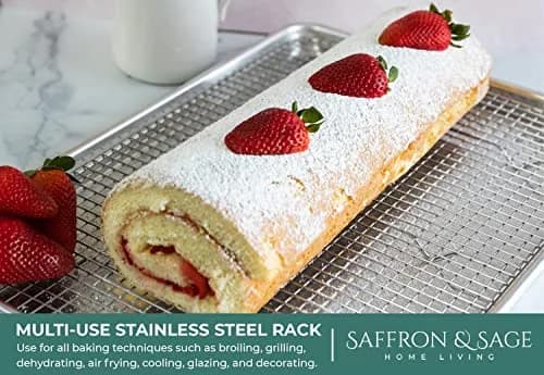 Saffron & Sage Home Living Commercial Quality Cookie Sheet & Rack | Heavy Duty Aluminum Baking & Cooling Set thumbnail 5
