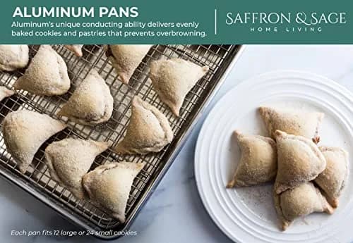 Saffron & Sage Home Living Commercial Quality Cookie Sheet & Rack | Heavy Duty Aluminum Baking & Cooling Set thumbnail 6