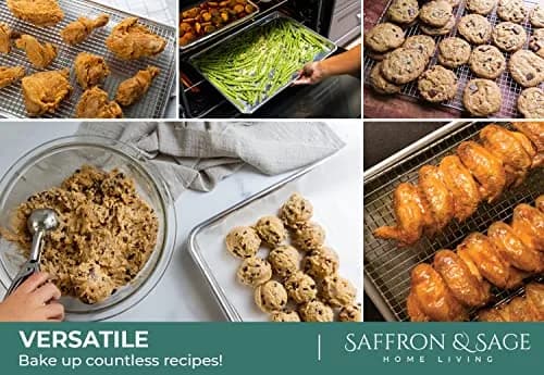 Saffron & Sage Home Living Commercial Quality Cookie Sheet & Rack | Heavy Duty Aluminum Baking & Cooling Set thumbnail 2