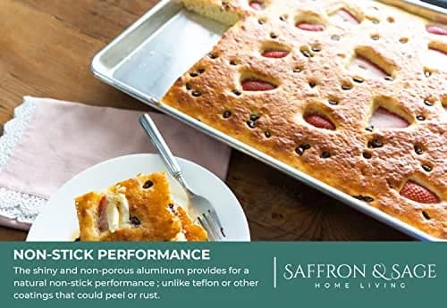 Saffron & Sage Home Living Commercial Quality Cookie Sheet & Rack | Heavy Duty Aluminum Baking & Cooling Set thumbnail 3