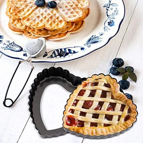 Cyimi Mini Tart Pan Set of 6 Heart-shaped Quiche Pan 10 cm (4 Inch) | Non-Stick Removable Bottom for Pies, Cakes, Baking thumbnail 4