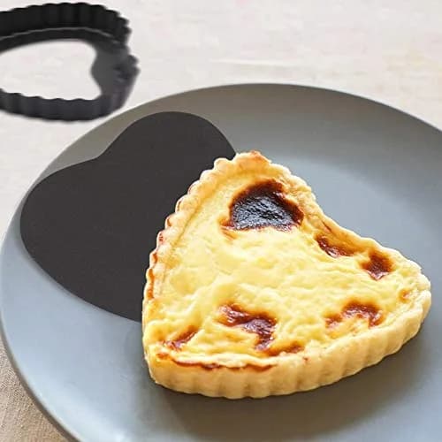 Cyimi Mini Tart Pan Set of 6 Heart-shaped Quiche Pan 10 cm (4 Inch) | Non-Stick Removable Bottom for Pies, Cakes, Baking thumbnail 5