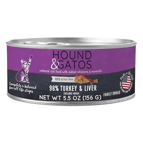 Hound & Gatos Turkey Wet Cat Food 5.5 oz Can | 98% Real Meat, Grain Free, Limited Ingredient thumbnail 1