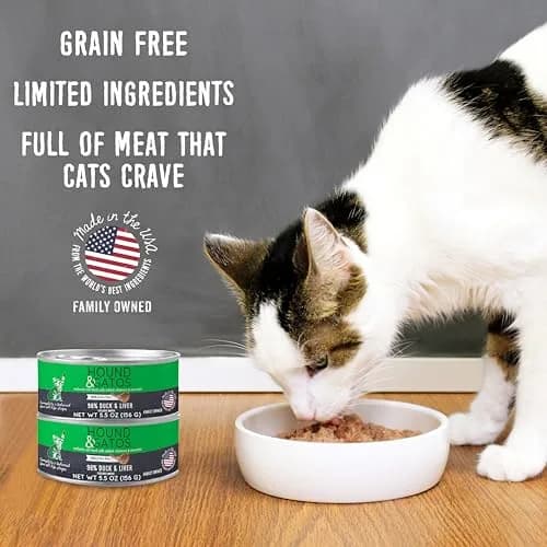 HOUND & GATOS Duck Wet Cat Food 5.5 oz Can | 98% Real Meat, Grain-Free, Limited Ingredient for Sensitive Cats thumbnail 2