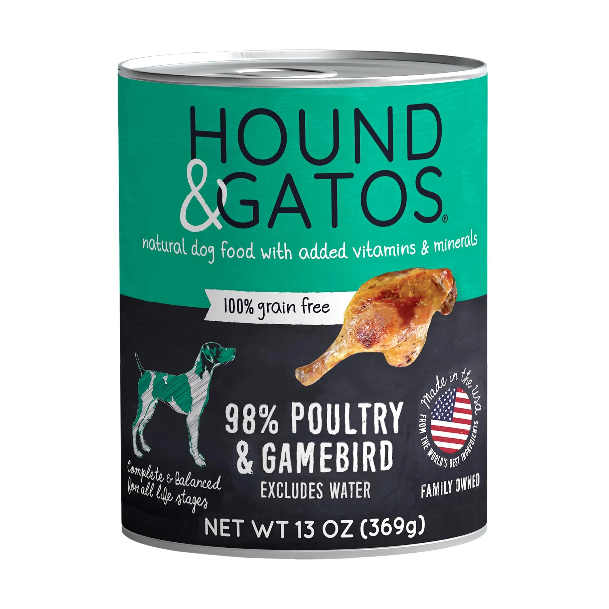 Hound & Gatos Poultry & Gamebird Wet Dog Food 13 oz | High Protein, Digestive Support, Grain Free