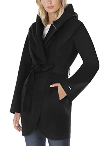 TAHARI Women's Double Face Wool Blend Wrap Coat with Oversized Collar, Small US | Lightweight Warmth & Feminine Style thumbnail 7