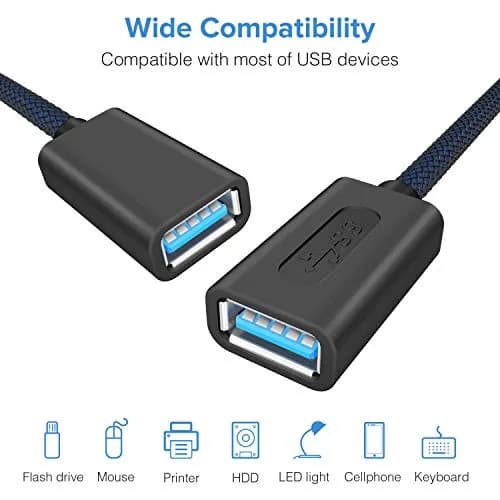 ANDTOBO USB 3.0 Female to Female Extension Cable 3.3Ft Navy | SuperSpeed Data Transfer thumbnail 2