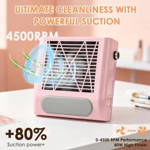 CoFashion Nail Dust Collector for Acrylic Nails 80W Adjustable Vacuum Machine | Powerful Dust Extraction for Manicure thumbnail 3