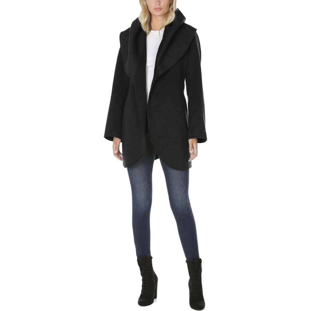 TAHARI Women's Marilyn Wool Blend Peacoat Large | Feminine, Lightweight & Versatile — Black / Large