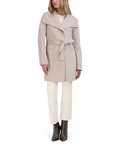 Tahari Women's Double-Faced Luxury Soft Wool Blend Peacoat with Removable Belt | Elegant Wrap Wool Coat for Women thumbnail 3