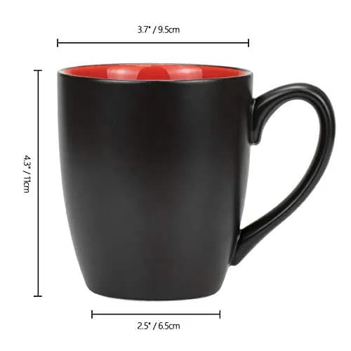 Foraineam Matte Black Porcelain Coffee Mugs 480ml (16 Fl Oz) Set of 6 | Large Ceramic Restaurant Drinking Cups thumbnail 2