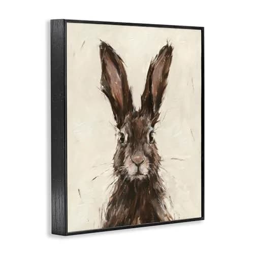 Stupell Industries Brown European Rabbit Hare Portrait 16 x 20 Inch Framed Giclée Print | Rustic Woodland Wall Art thumbnail 2