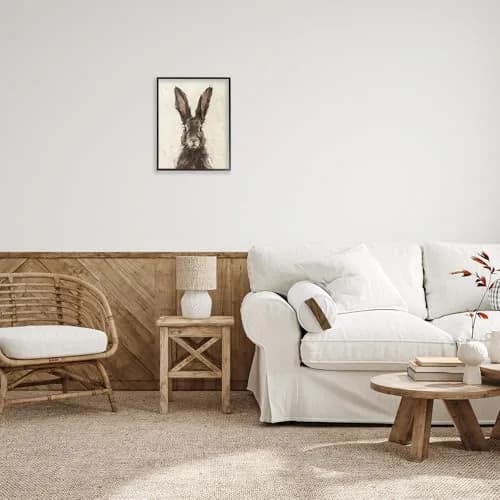 Stupell Industries Brown European Rabbit Hare Portrait 16 x 20 Inch Framed Giclée Print | Rustic Woodland Wall Art thumbnail 3