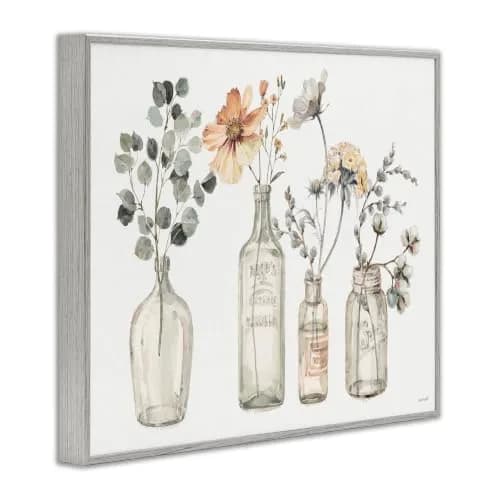 Stupell Industries Antique Floral Bouquets in Jars | 16 x 20 Inch Framed Giclée Print, Watercolor, Shabby Chic thumbnail 2