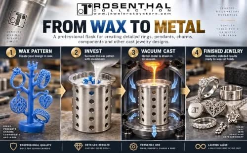 Rosenthal Collection Perforated Stainless Steel Casting Flask 7.6cm x 10.2cm | Precision Vacuum Jewelry Casting Tool thumbnail 5