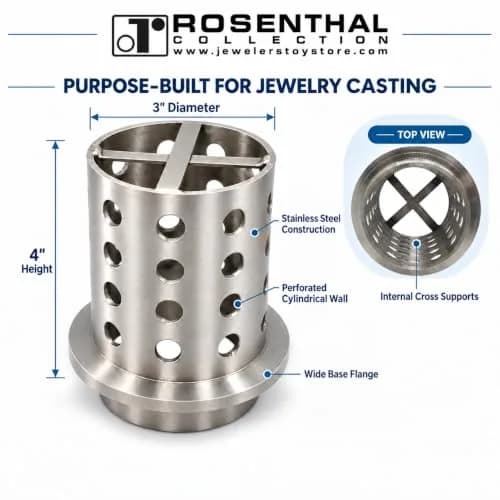Rosenthal Collection Perforated Stainless Steel Casting Flask 7.6cm x 10.2cm | Precision Vacuum Jewelry Casting Tool thumbnail 2