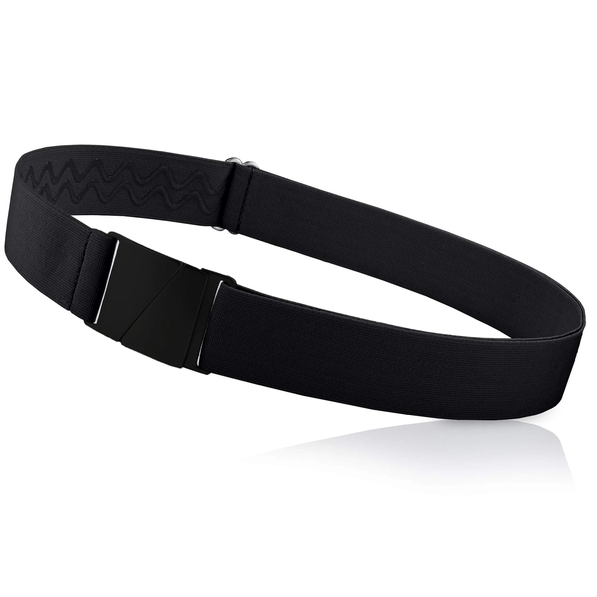 ONE-BELT No Show Invisible Elastic Belt for Women & Men 1.5 cm (1.5") Adjustable, Fits Waist up to 127 cm (50") | Flat Buckle, Hypoallergenic — Matte Black - Black