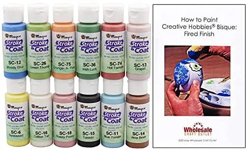 Creative Hobbies Ceramic Glaze Kit 1 Featuring Mayco Stroke & Coat 2oz Bottles | Includes How to Paint Pottery Booklet thumbnail 2