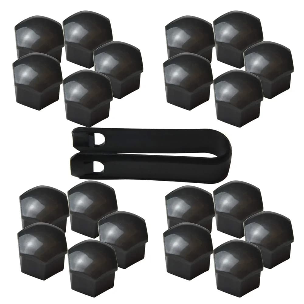 FiveEyes 17mm Wheel Lug Nut Covers Bolt Caps for Audi BMW Mercedes with Removal Tool, 20PCS Gray | Protects Bolt Heads — Gray