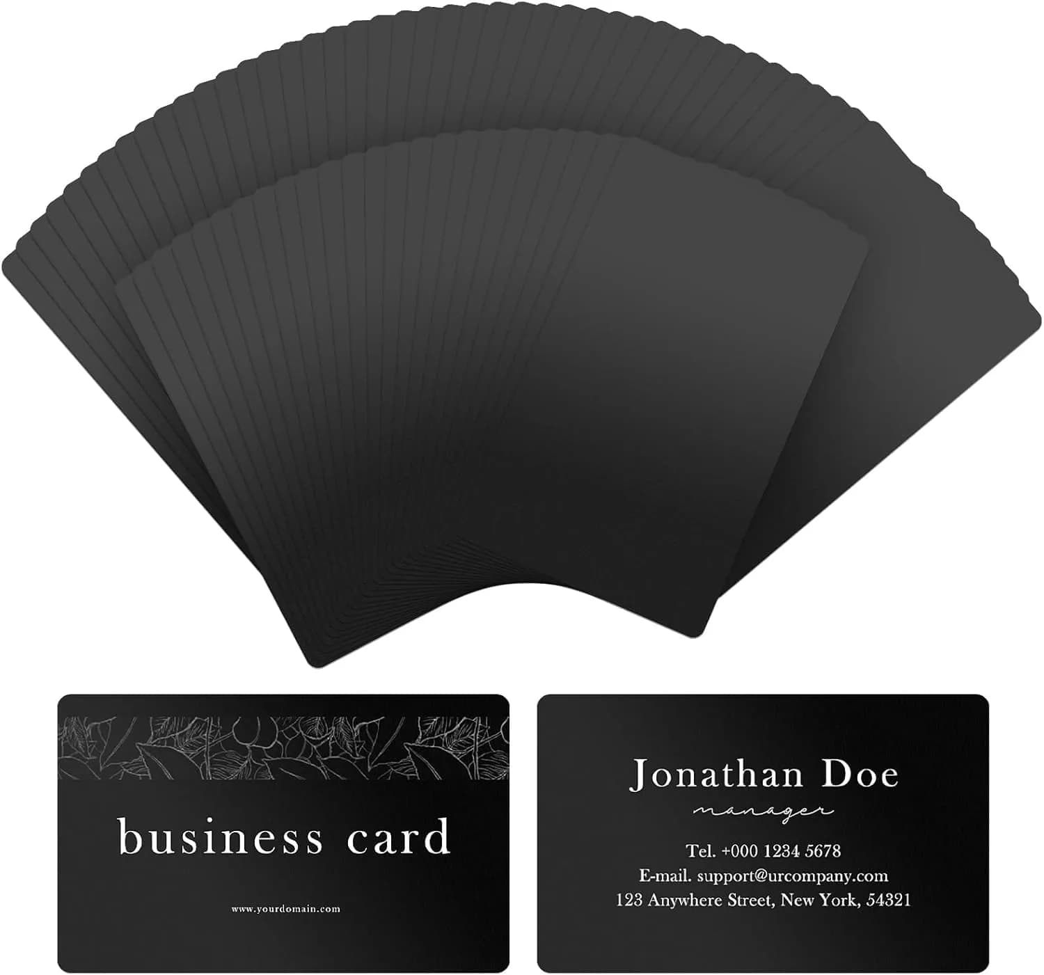 AUEAR Black Metal Business Cards 50 Pack | DIY Laser Engraving Ready - main product image