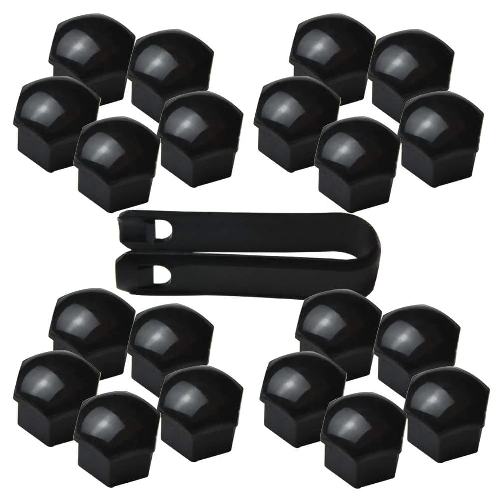 FiveEyes 17mm Wheel Lug Nut Covers Bolt Caps for Audi BMW Mercedes with Removal Tool, 20PCS Gray | Protects Bolt Heads — Black