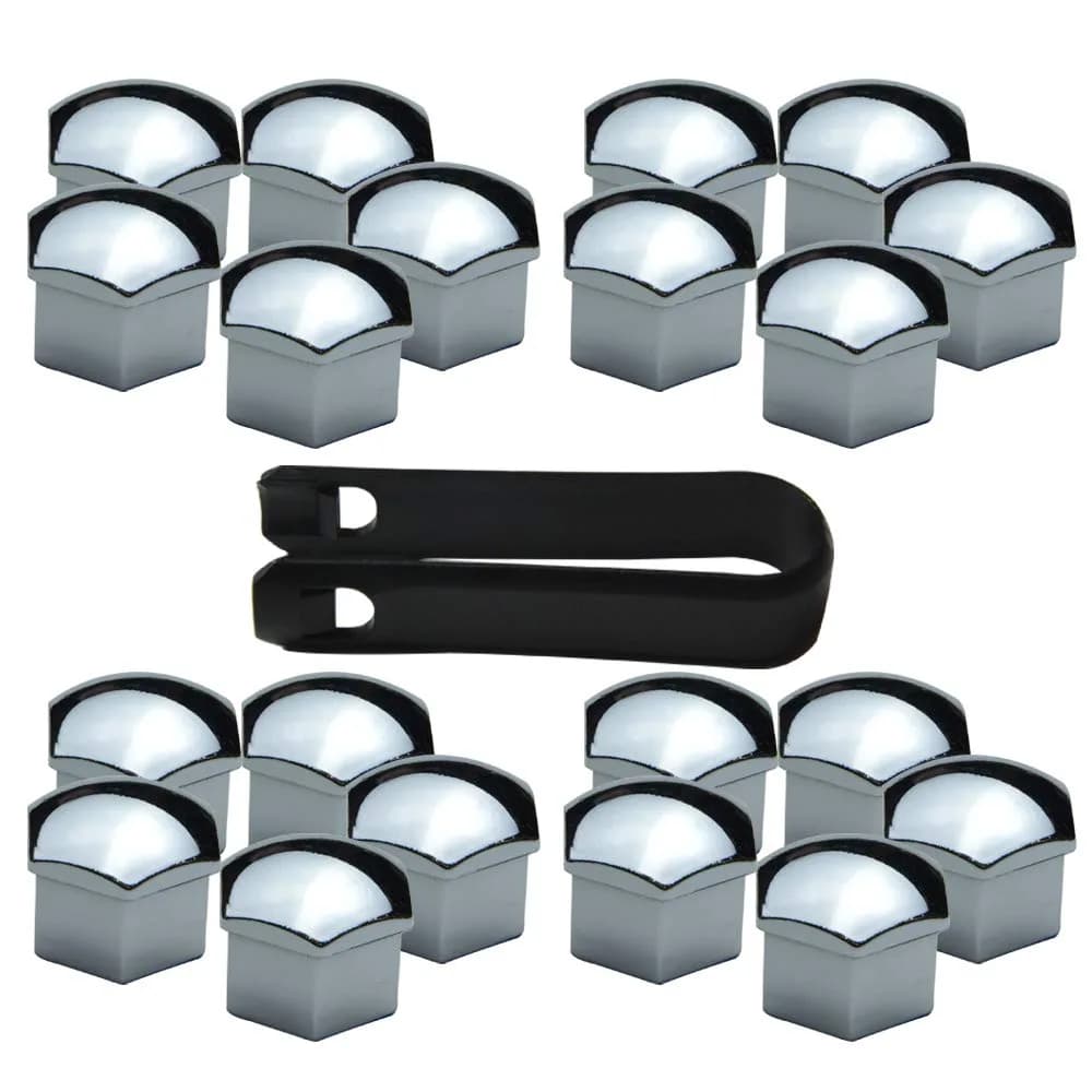 FiveEyes Silver 17mm Wheel Lug Nut Covers Bolt Caps with Removal Tool (20PCS) — Silver