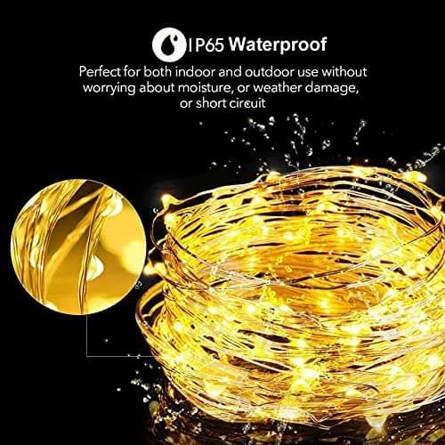 Lezonic Solar Fairy Lights 2 Pack 240 LED Warm White | Waterproof Outdoor Copper Wire String Lights thumbnail 3