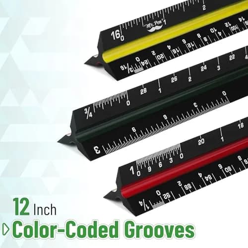 Mr. Pen Architectural Scale Ruler 12 inch (30 cm) Black | Precision Drafting Tool for Architects thumbnail 2