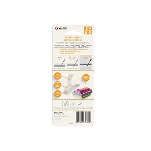 VELCRO Brand Sleek and Thin Sew On Fabric Tape 3ft x 3/4in White | Soft on Skin, Ultra Light with Sewing Lane Technology thumbnail 6