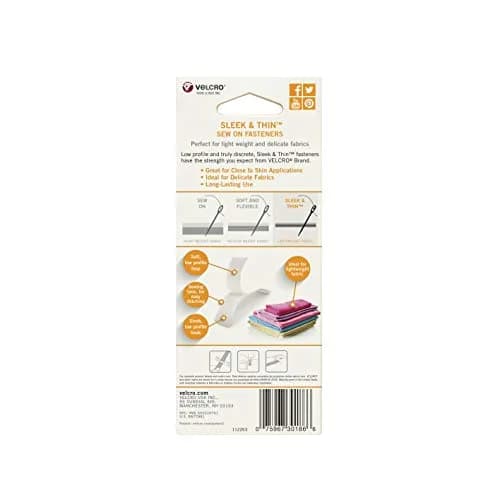 VELCRO Brand Sleek and Thin Fabric Tape, Sew On, 1.9 cm (3/4 in) x 1.8 m (6 ft), White | Soft, Stretchable, and Breathable for Delicate Garments thumbnail 6