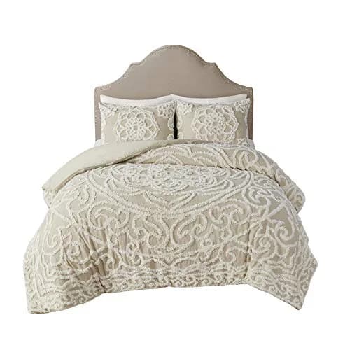 Madison Park Cotton Chenille Tufted Taupe King Duvet Cover Set | All Season, OEKO-TEX Certified, 100% Cotton (104"x92") thumbnail 8