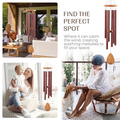 UpBlend Outdoors Havasu 38" Copper Aluminum Wind Chime | E Major Pentatonic Deep Tone thumbnail 6