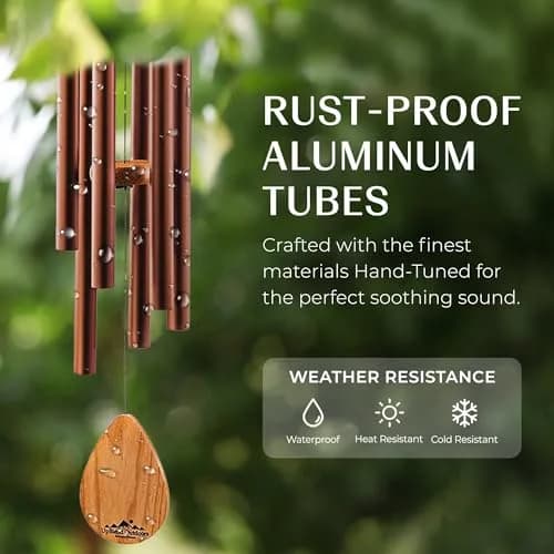 UpBlend Outdoors Havasu 38" Copper Aluminum Wind Chime | E Major Pentatonic Deep Tone thumbnail 2