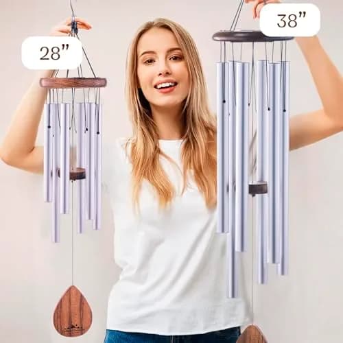 UpBlend Outdoors Havasu 28" Silver Aluminum Wind Chime | Hand-Tuned E Major Pentatonic Scale thumbnail 7