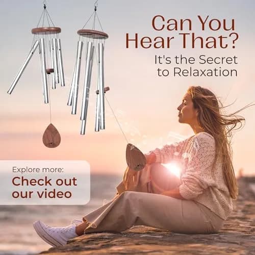 UpBlend Outdoors Havasu 28" Silver Aluminum Wind Chime | Hand-Tuned E Major Pentatonic Scale thumbnail 4