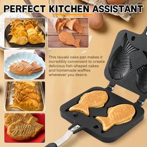 NATGAI Taiyaki Fish Shape Cake Pan with Non-Stick Coating, 18cm (7.08") | Gas Stovetop Compatible thumbnail 5