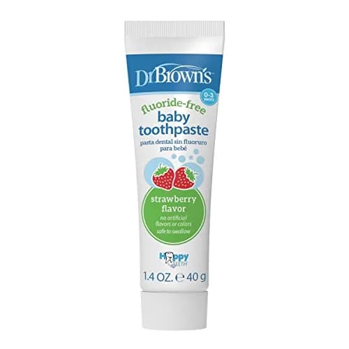 Dr. Brown's Fluoride-Free Baby Toothpaste, Strawberry | Infant & Toddler Oral Care, 1.4oz/40g, 0-3Y — Strawberry